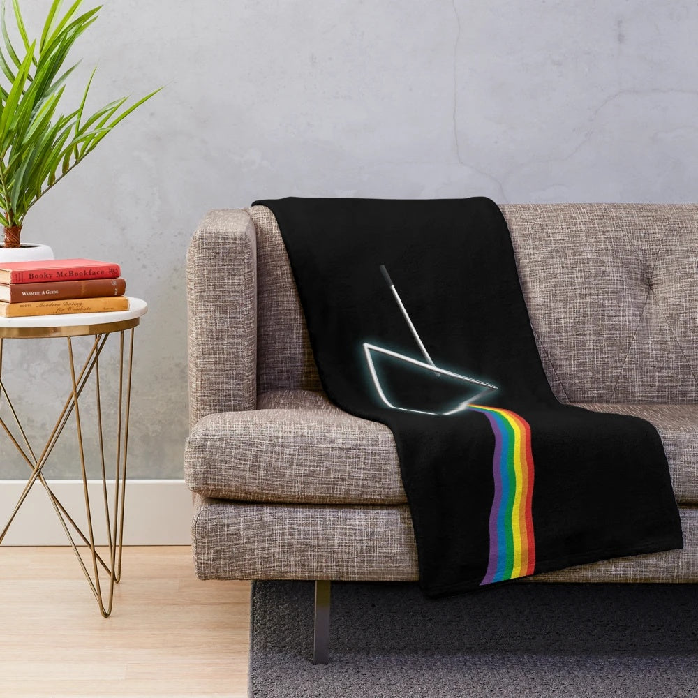 Prism to Triangle Swap Plush Blanket with Darkside of the Moon Inspired Design