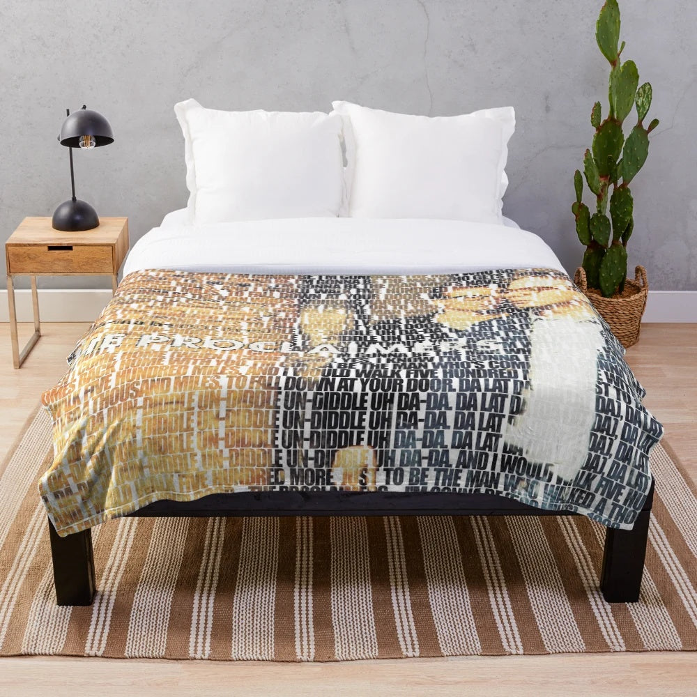 Proclaimers inspired 500 miles word art design on a cozy plush blanket