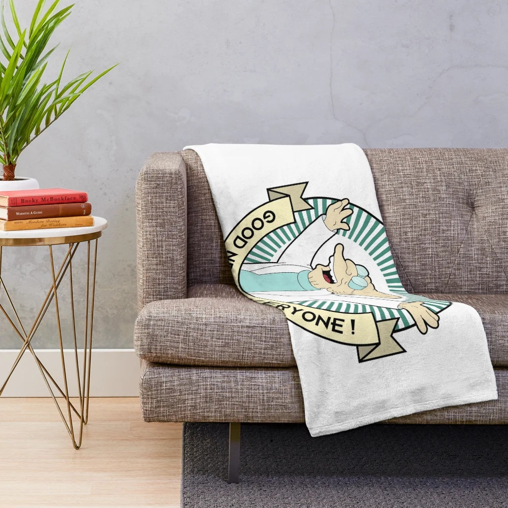 Professor Farnsworth inspired plush blanket with Futurama theme