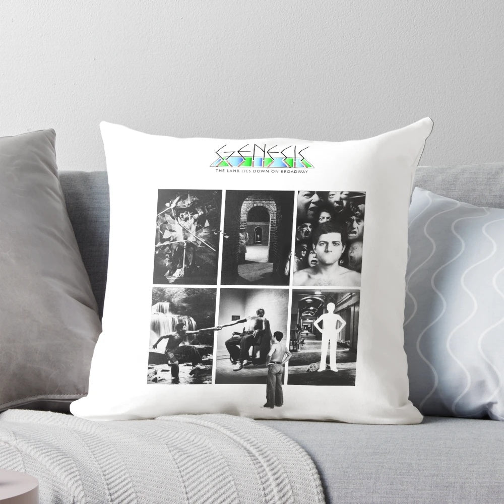 Genesis - The Lamb Lies Down on Broadway (Extended Artwork) Pillow showcasing the iconic album art