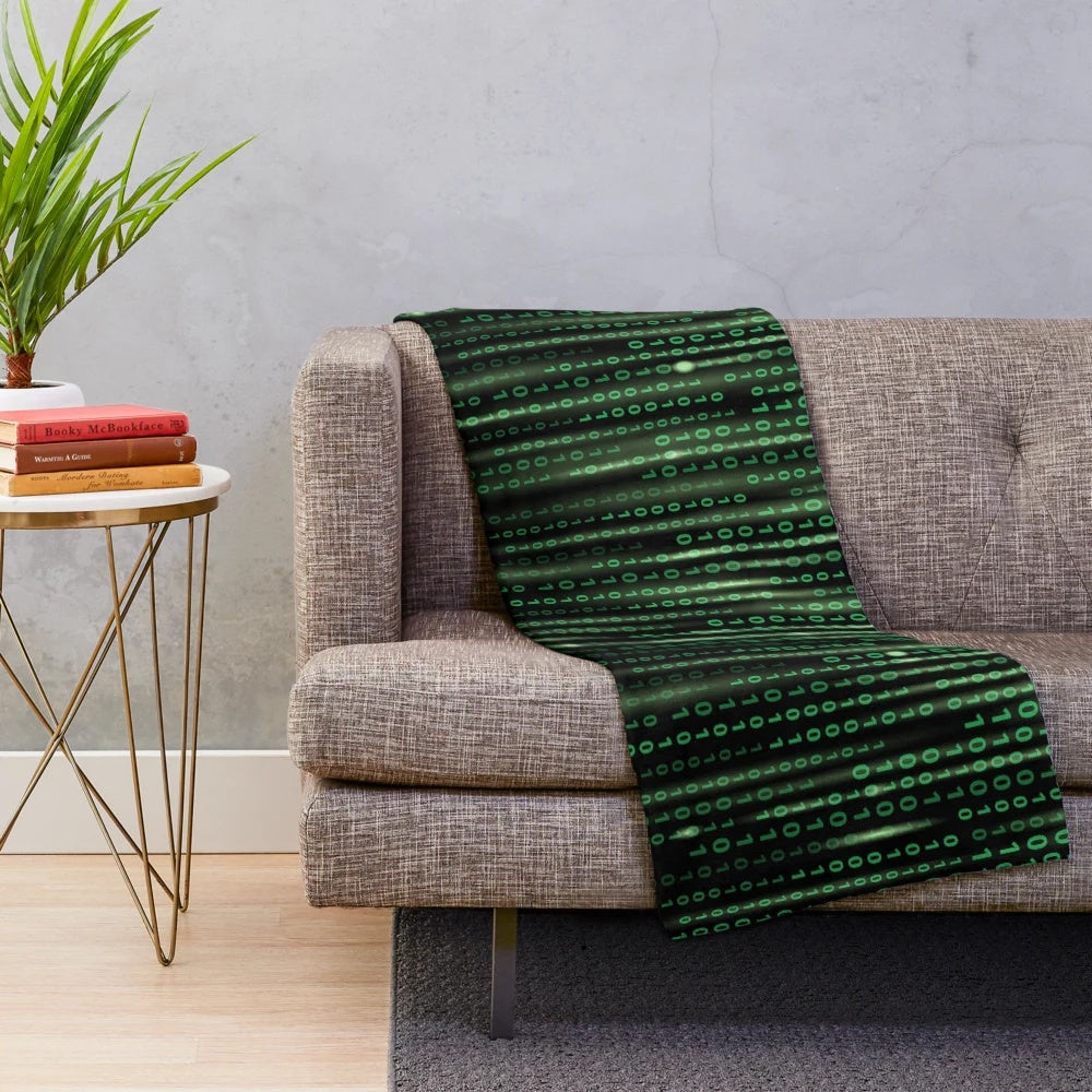 Binary code matrix pattern plush blanket