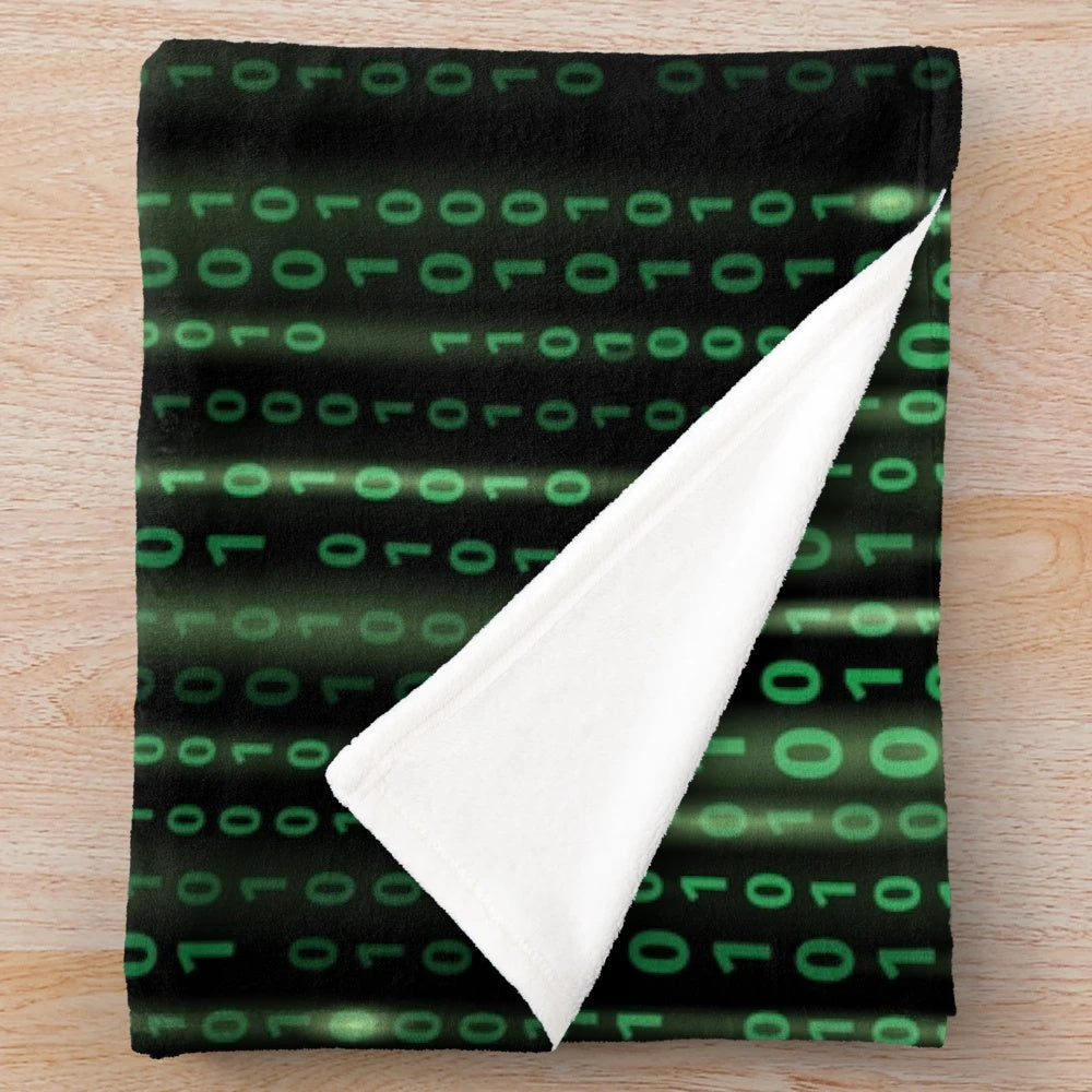 Binary code matrix pattern plush blanket