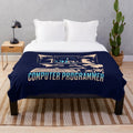 Programmer Plush Blanket with Error 404 Code Blue Design