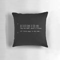 Colorful throw pillow with a whimsical design featuring a programmer character and computer bugs