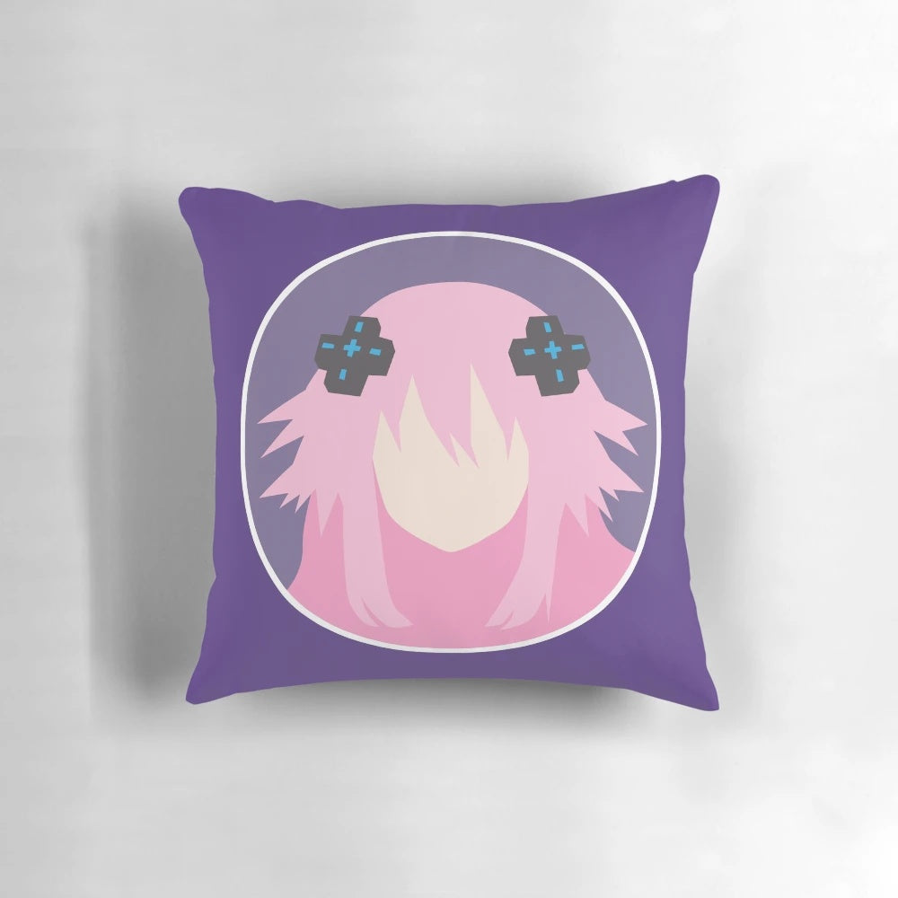 A high-quality purple pillow with a progressed design, perfect for adults who love the Neptunia series.