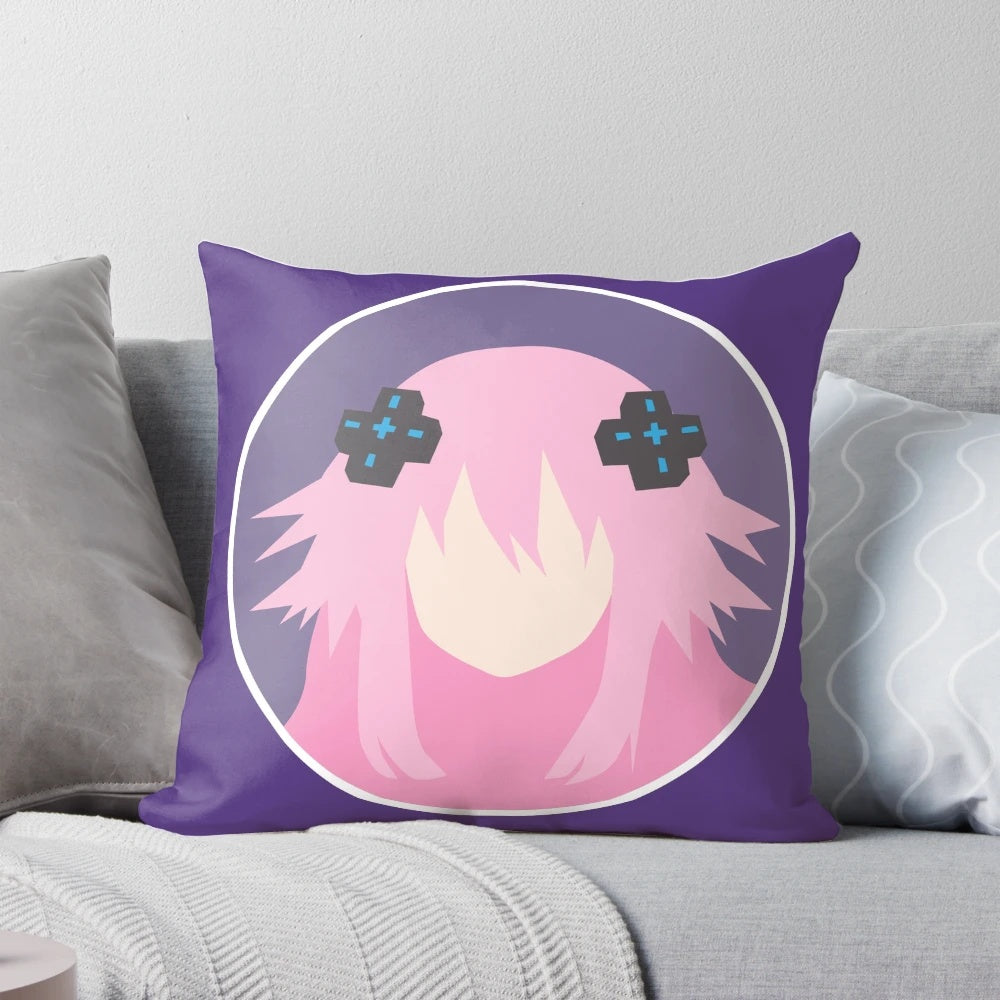 A high-quality purple pillow with a progressed design, perfect for adults who love the Neptunia series.