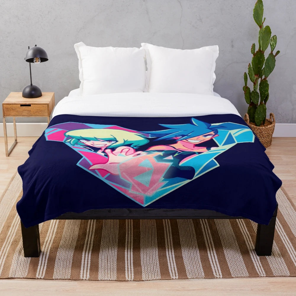 Promare inspired plush blanket with Lio Fotia and Gallic Thymos fan art
