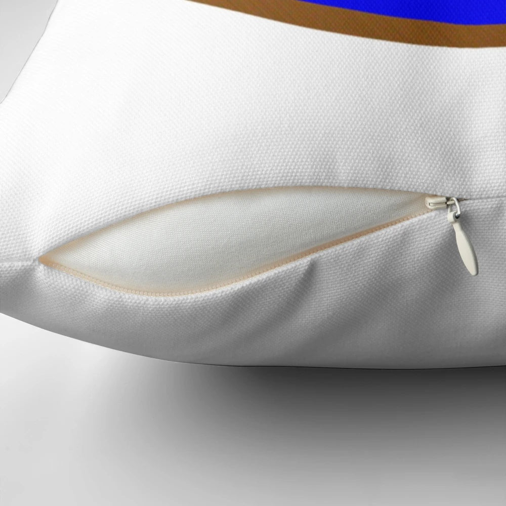 Decorative evil eye protection pillow with gold and blue design