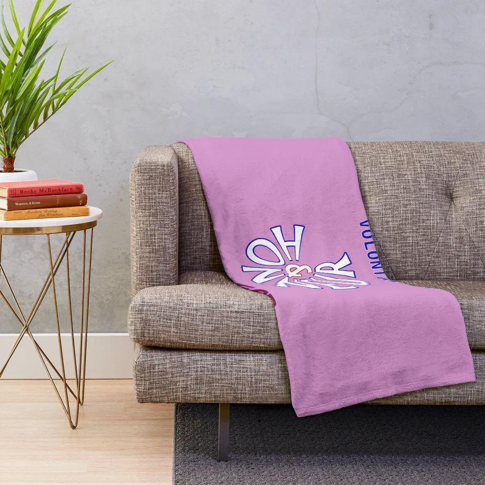 Plush blanket featuring the text "Volunteer Firefighters Honor and Respect" with firefighter-themed imagery