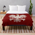 Plush blanket featuring the Polish eagle coat of arms design