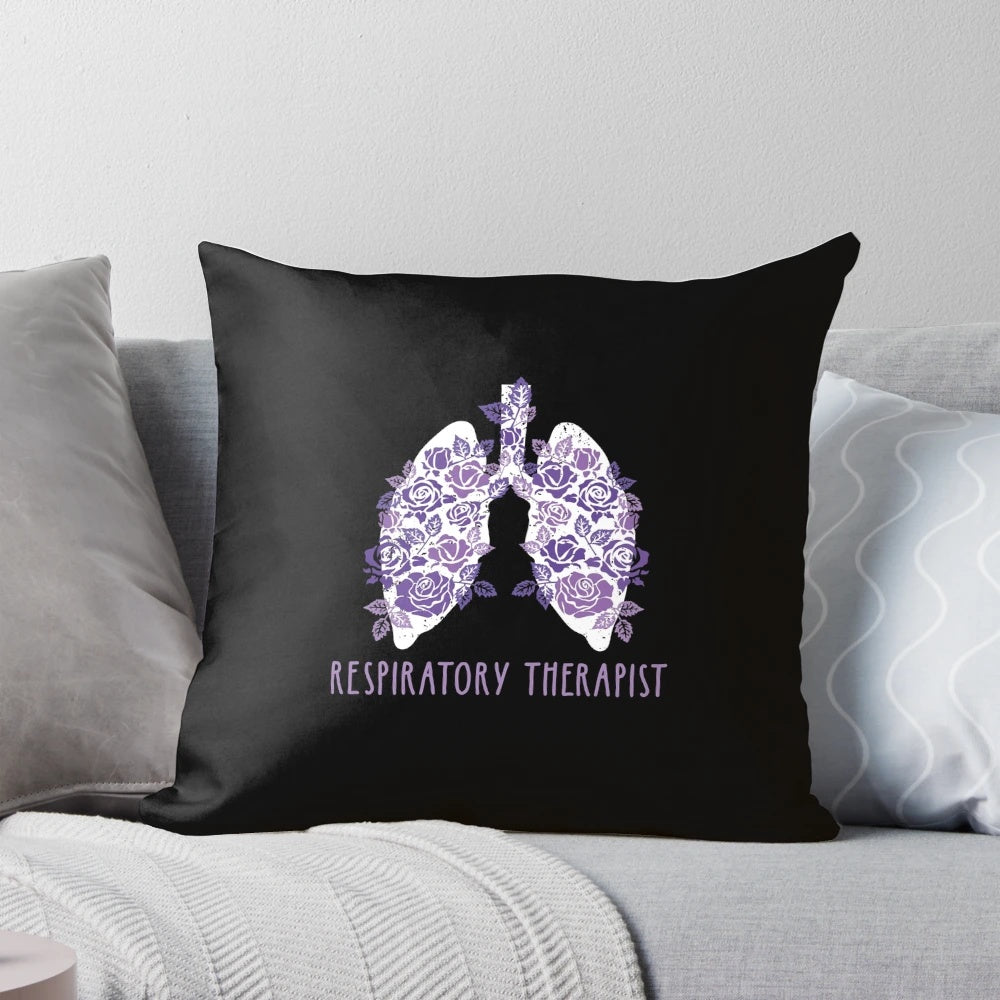 Floral pillow design with text "Flower Lung" for respiratory therapists