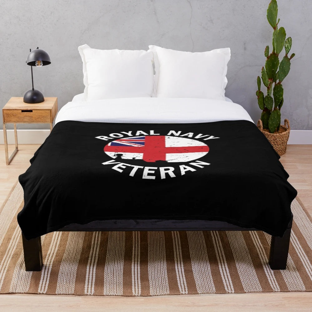 Royal Navy veteran plush blanket with patriotic British military design