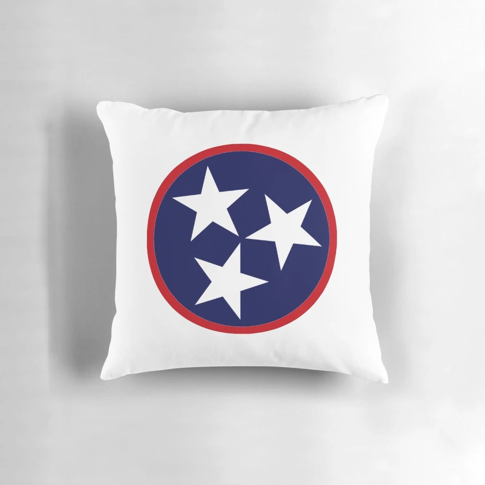 Tennessee Tristar Pillow featuring the iconic state flag design