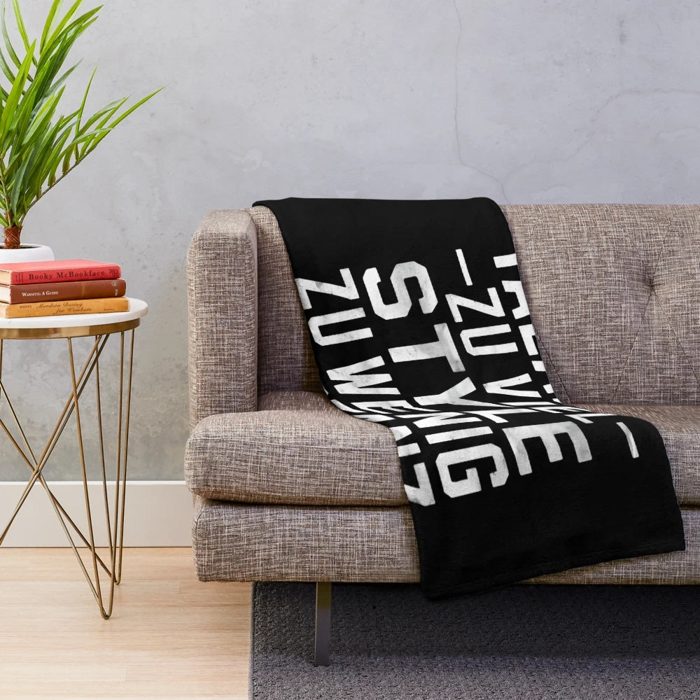 Plush blanket featuring a provocative youth culture statement