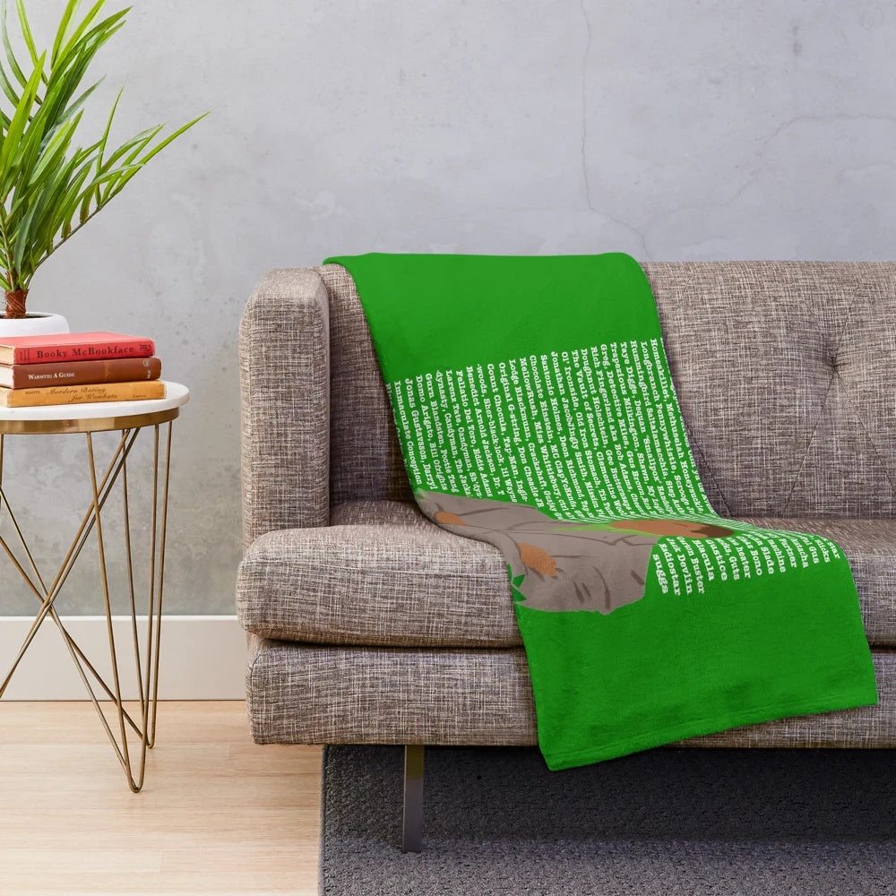 Psych-inspired Gus plush blanket featuring pineapple and character nicknames