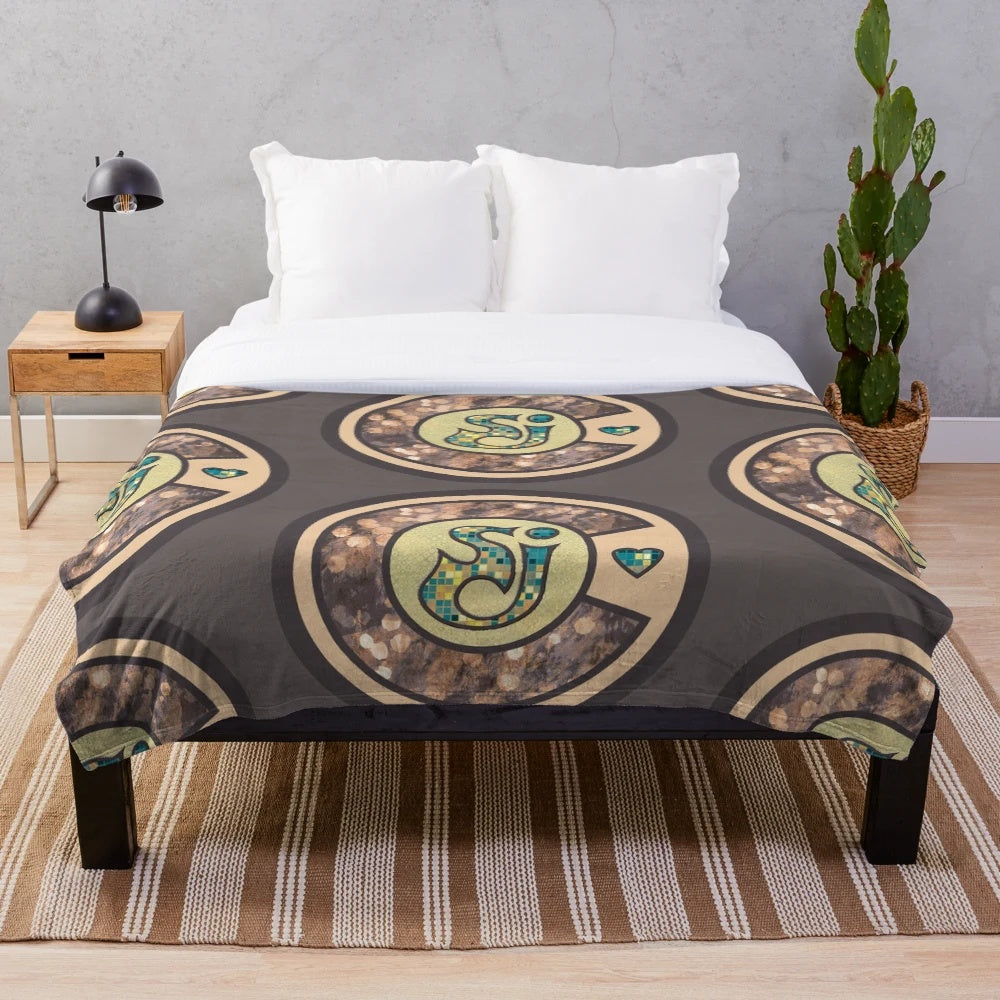 Psychedelic blanket with String Cheese Incident-inspired design featuring laser lights and sacred geometry