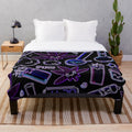 Psychedelic cannabis marijuana plush blanket with fun, eclectic print