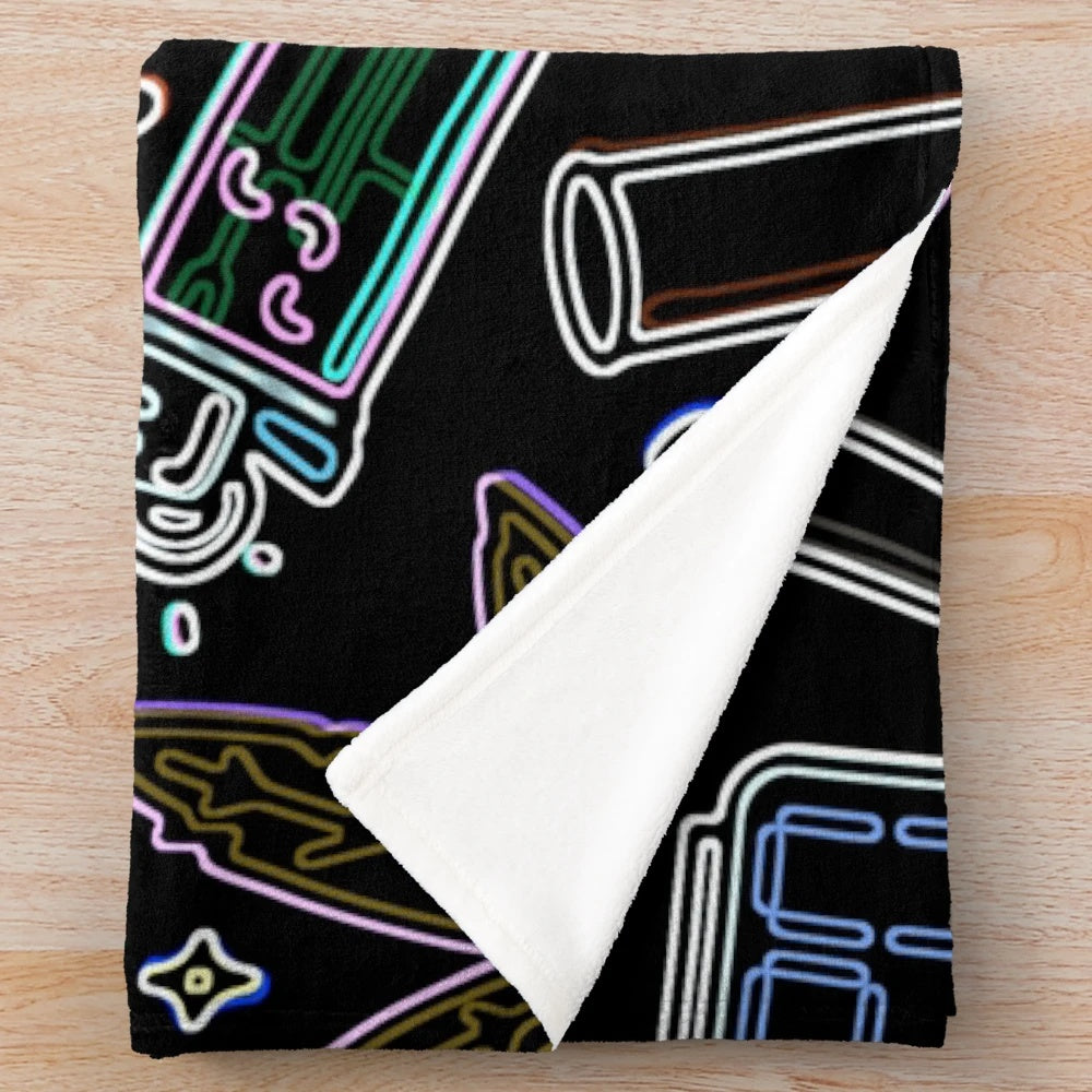 Psychedelic cannabis print plush blanket with dark chalkboard background