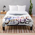 Vibrant and hypnotic psychedelic plush blanket with abstract cosmic and space-themed design
