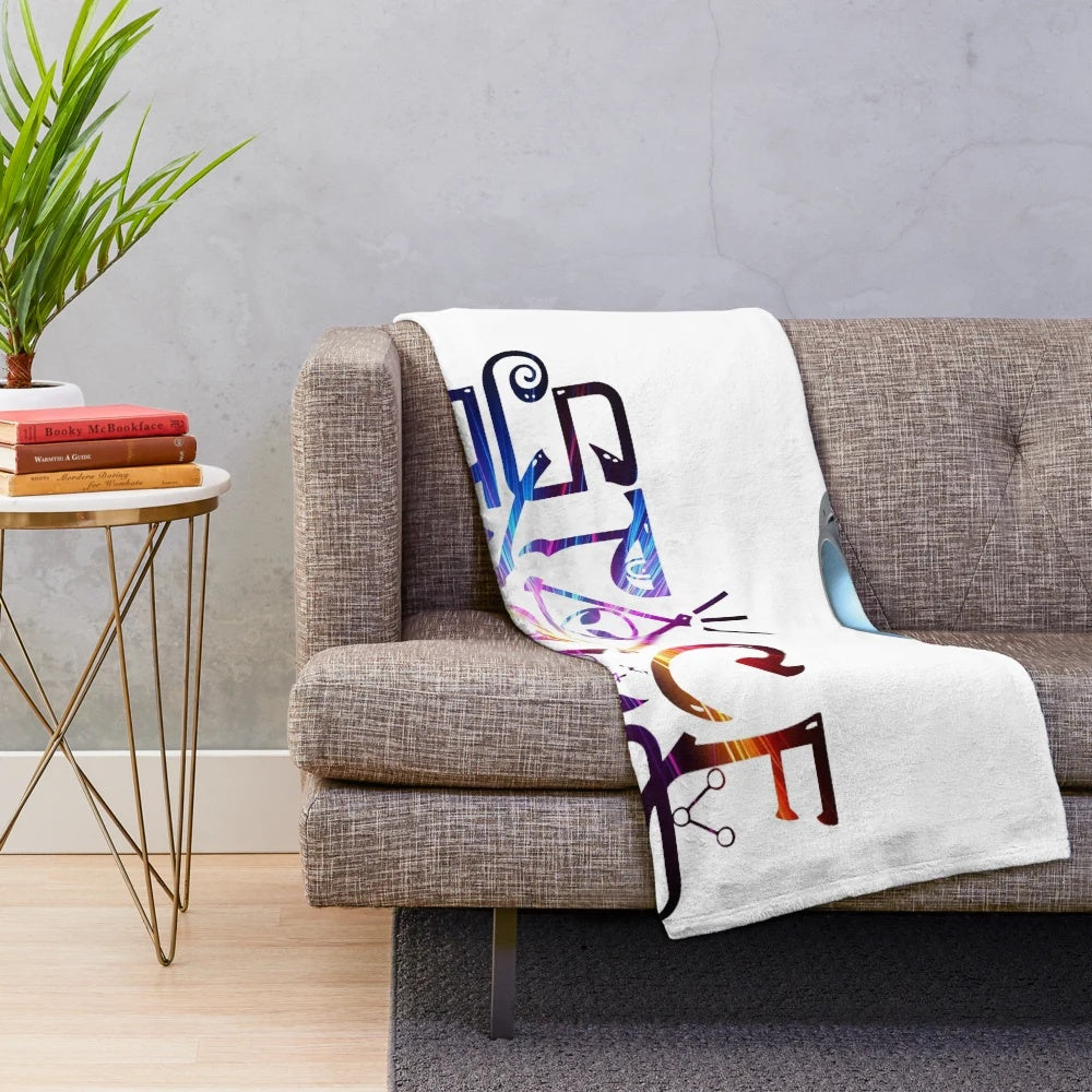 Vibrant and hypnotic psychedelic plush blanket with abstract cosmic and space-themed design