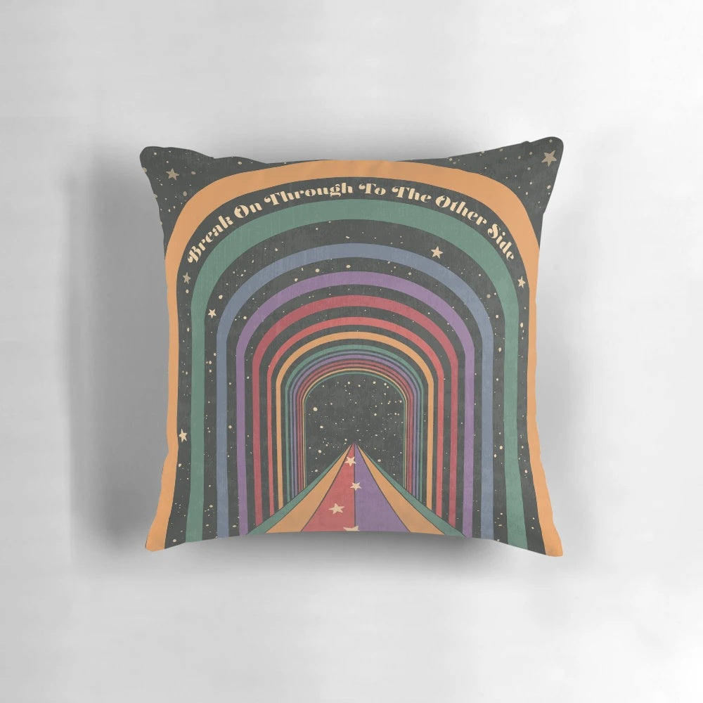 Doors of Perception" psychedelic art pillow featuring the iconic image of The Doors band