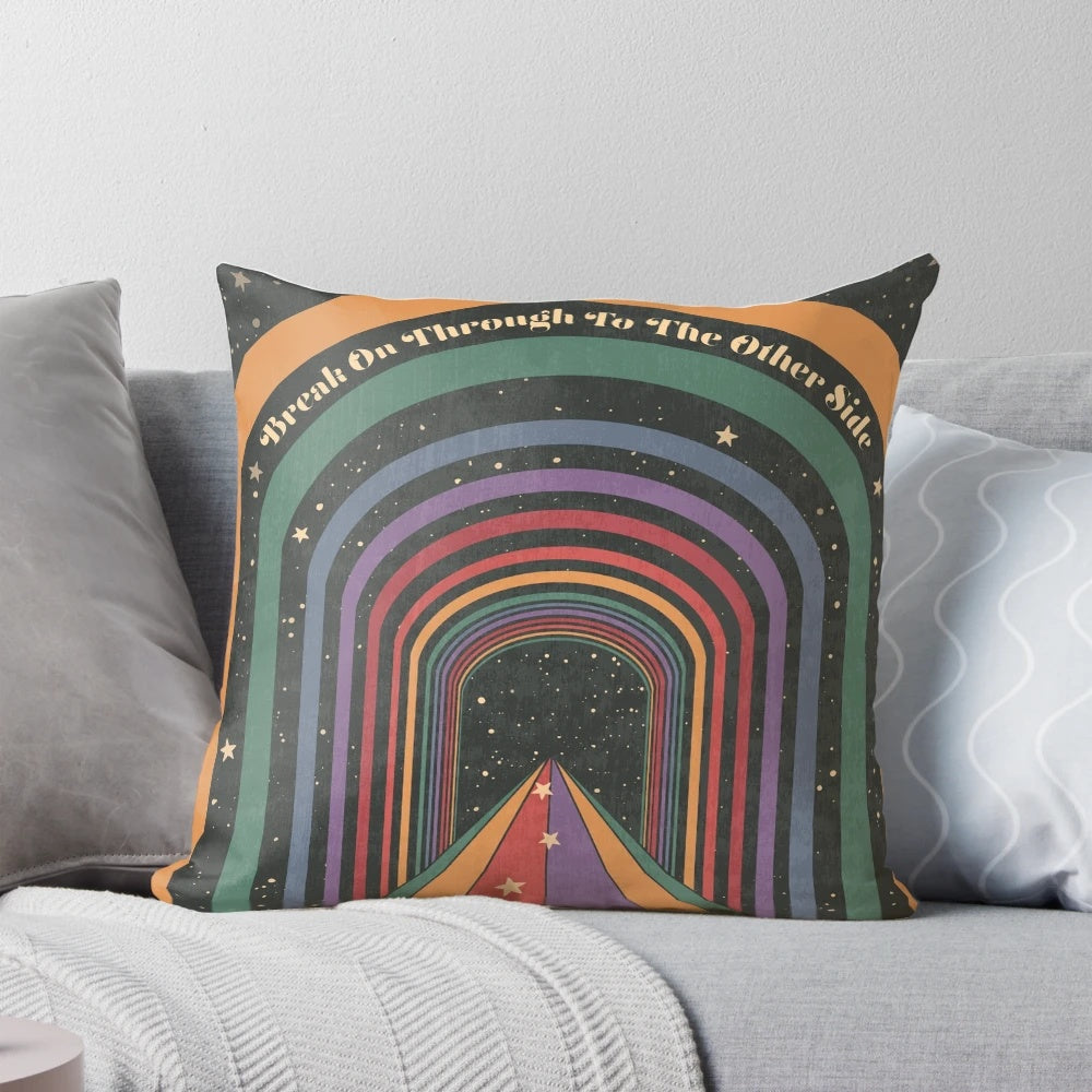 Doors of Perception" psychedelic art pillow featuring the iconic image of The Doors band