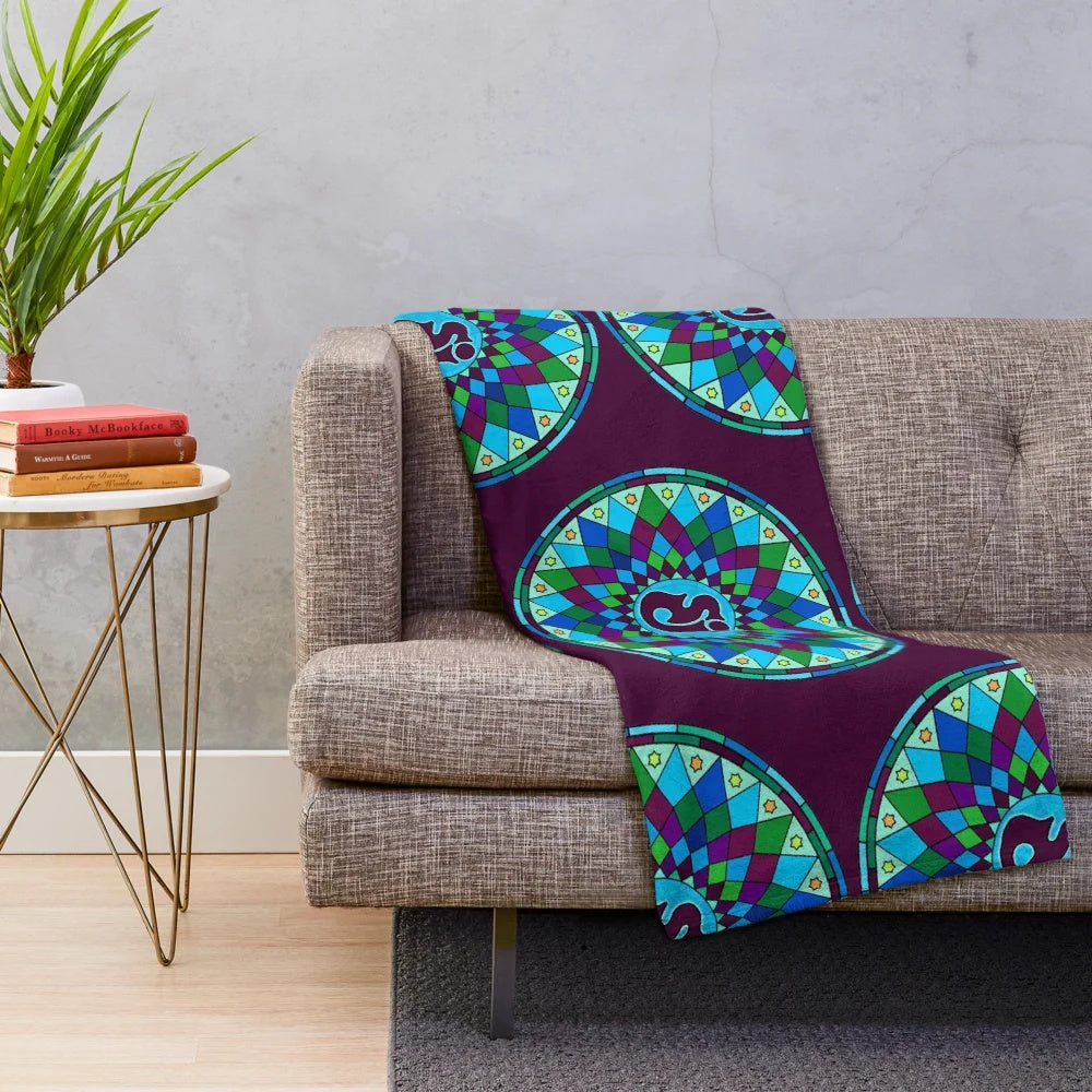 Psychedelic geometric mandala plush blanket featuring String Cheese Incident inspired artwork