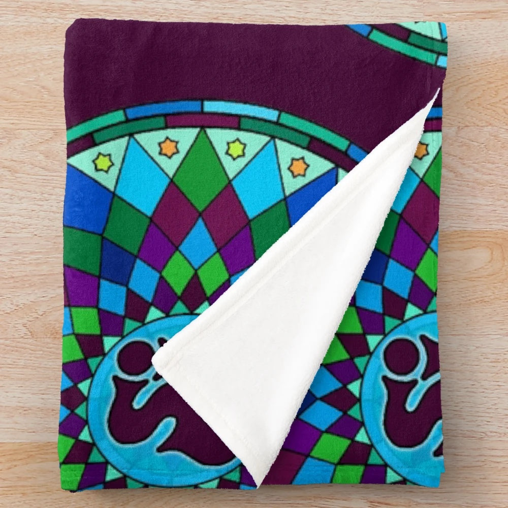Psychedelic geometric mandala plush blanket featuring String Cheese Incident inspired artwork