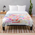 Synesthetic plush blanket with a trippy, psychedelic-inspired doodle design
