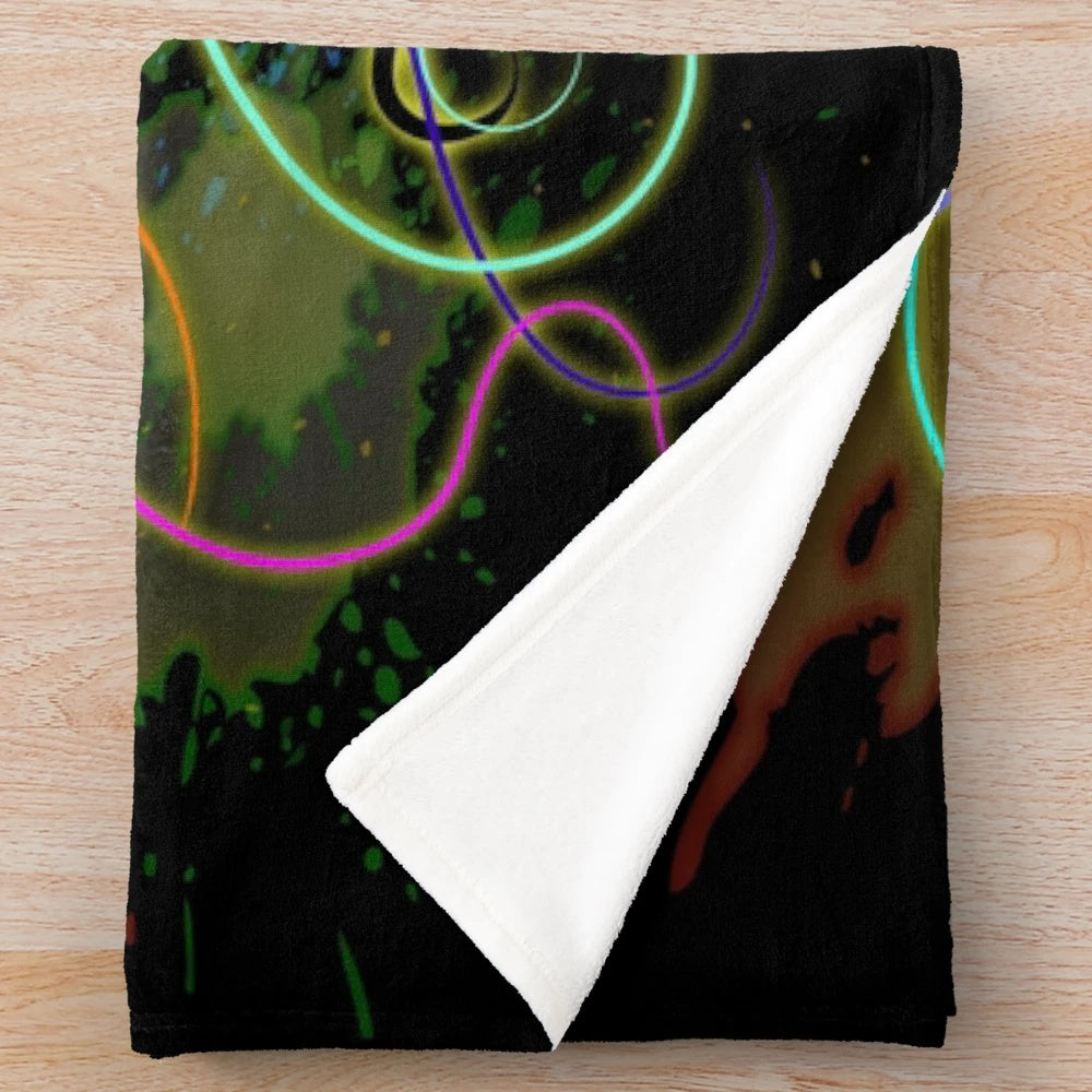 Psychedelic octopus plush blanket featuring a luminescent, colorful cephalopod design