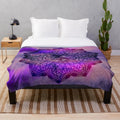 Soft, plush blanket with a vibrant mandala design, perfect for festival and rave attire