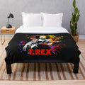 Vibrant paint splatter plush blanket featuring the iconic T. Rex frontman Marc Bolan