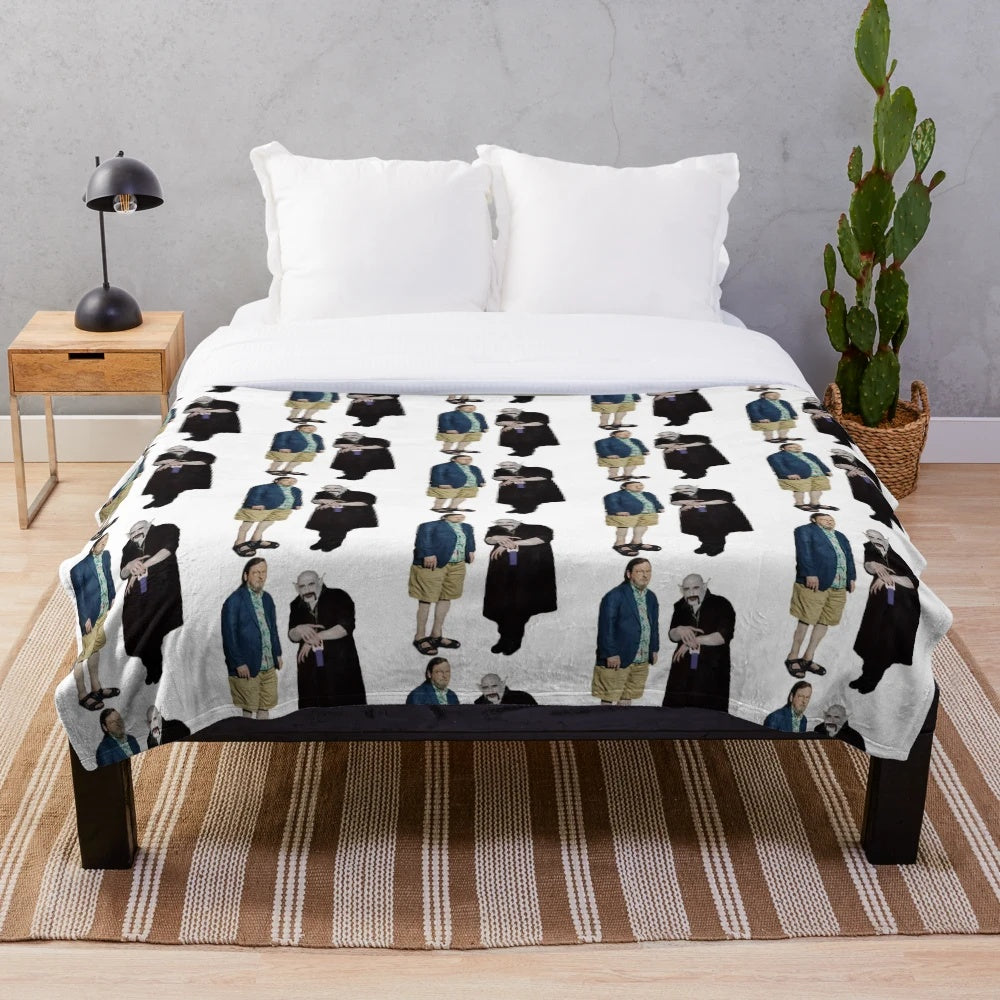 Cinephile movie-inspired plush blanket featuring abstract, psychedelic design