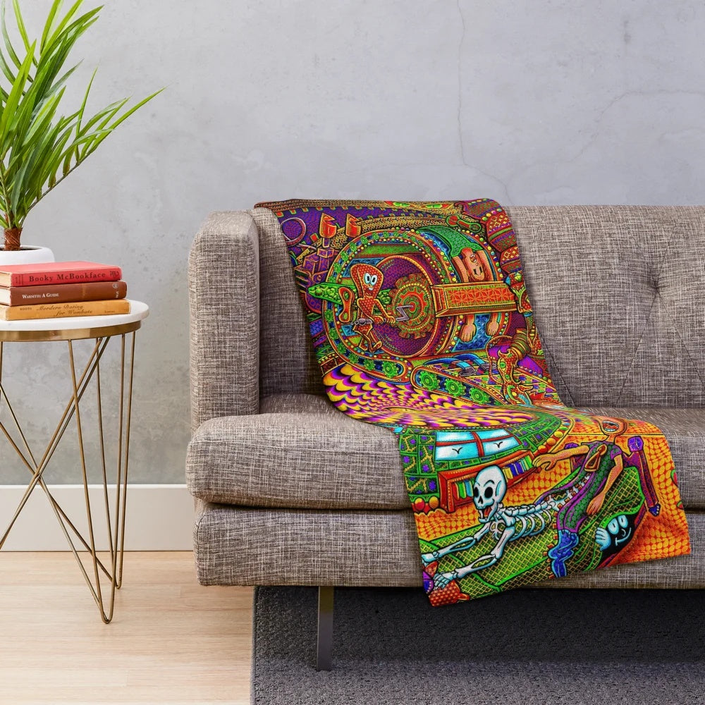 Psychedelic plush blanket featuring visionary, trippy artwork