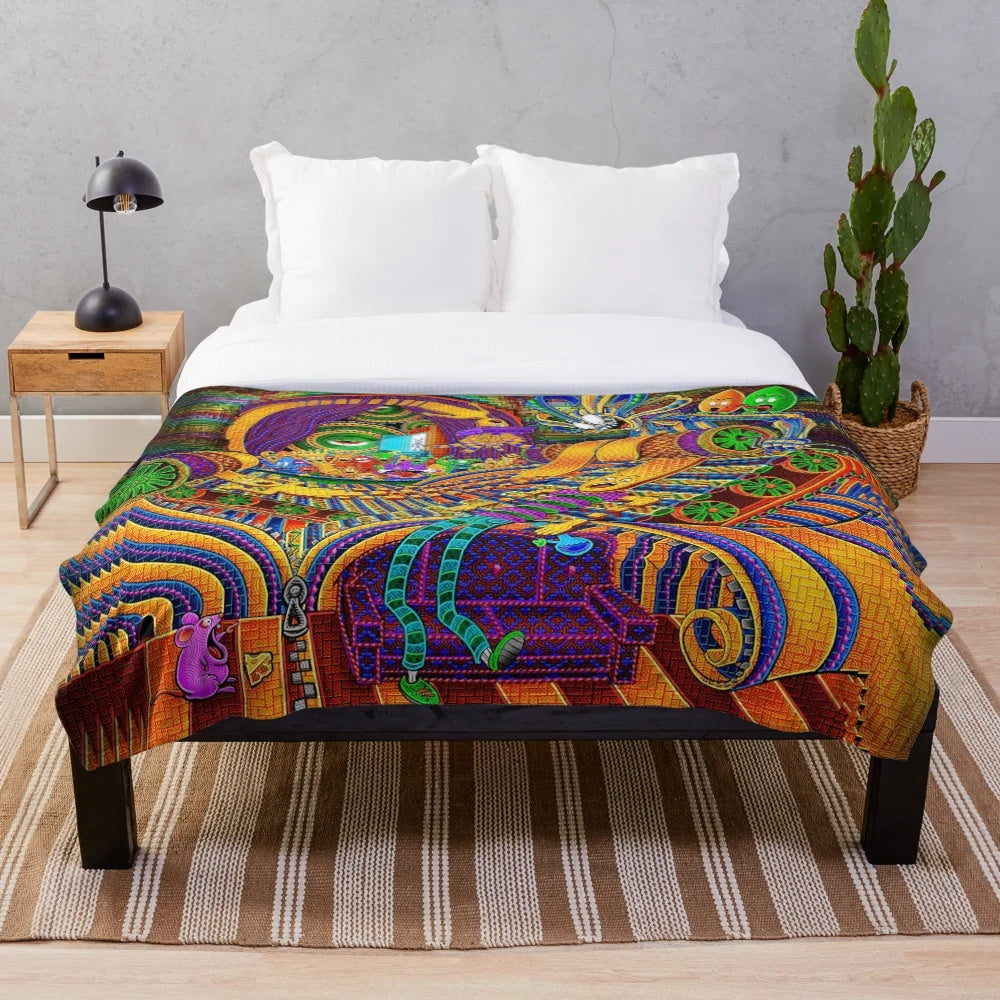 Plush psychedelic blanket featuring visionary art design