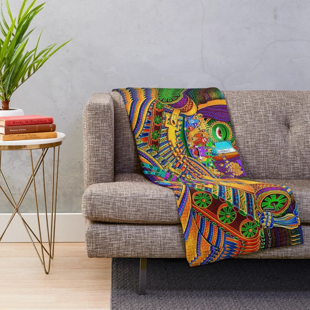 Plush psychedelic blanket featuring visionary art design