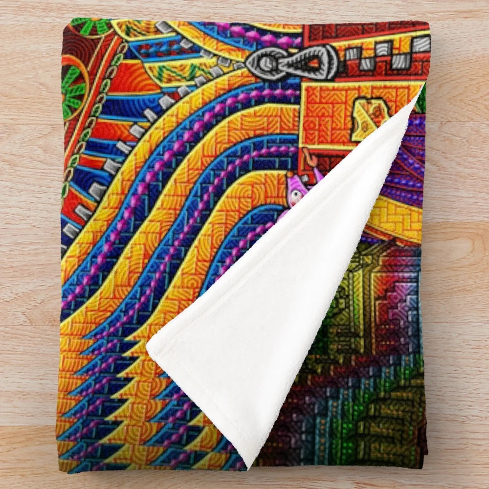 Plush psychedelic blanket featuring visionary art design