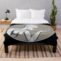 Psychedelic plush blanket featuring retro sci-fi movie inspired design