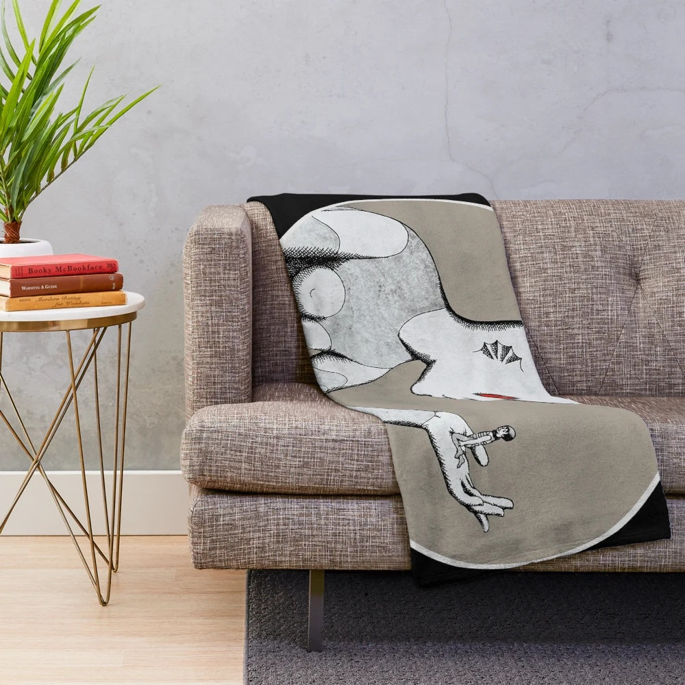 Psychedelic plush blanket featuring retro sci-fi movie inspired design