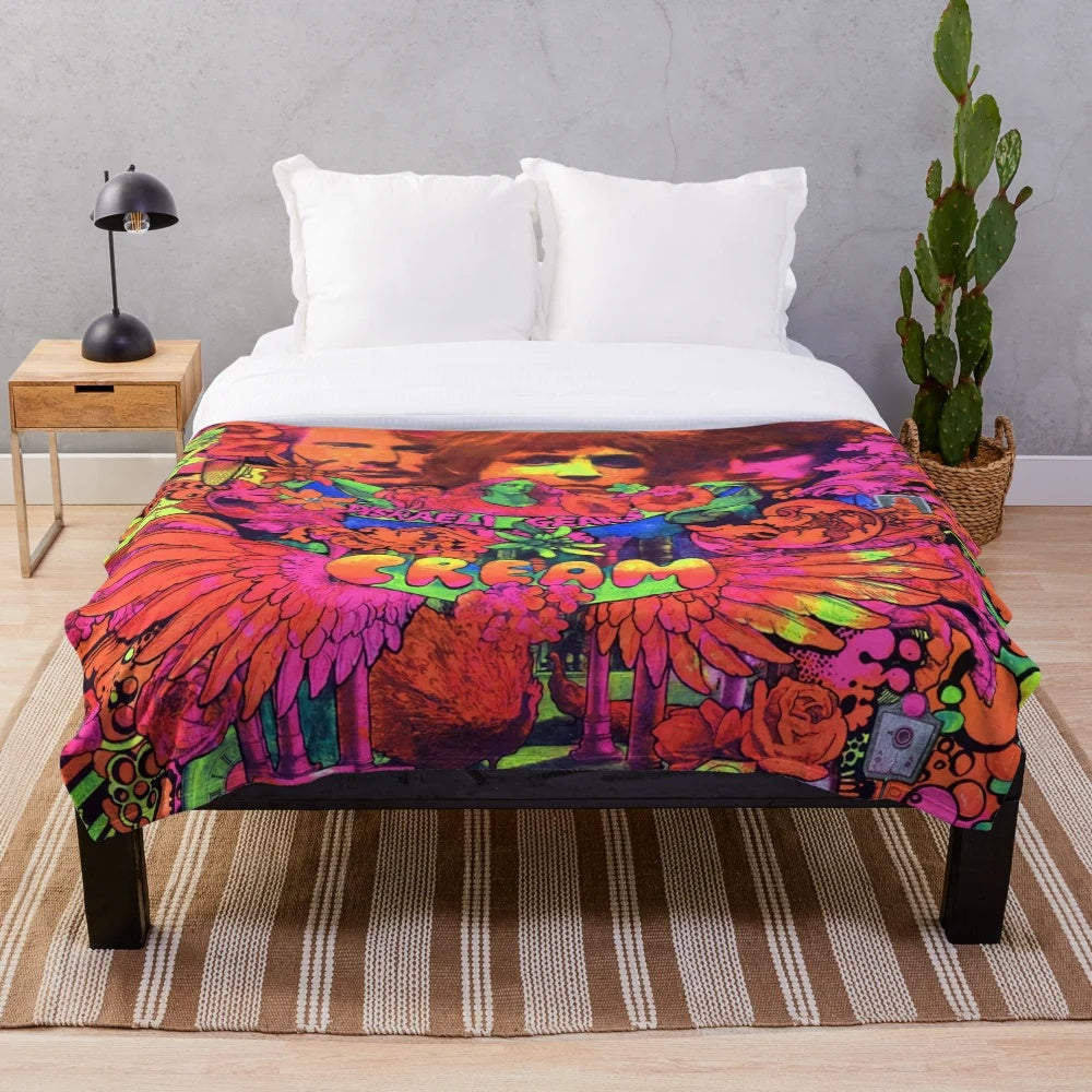 Plush blanket featuring psychedelic album art design