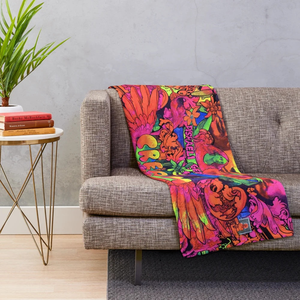 Plush blanket featuring psychedelic album art design