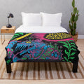 Vintage-inspired plush blanket with psychedelic King Gizzard and the Lizard Wizard design