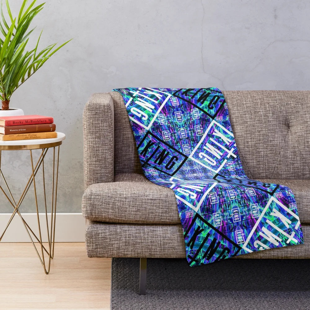 Sullivan King-inspired psychedelic pattern plush blanket