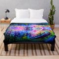 Psychedelic plush blanket with a visionary butterfly design