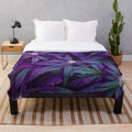 Psychedelic purple cannabis marijuana weed pot leaves plush blanket