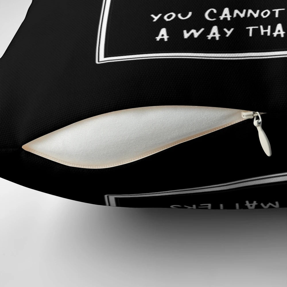Vibrant psychedelic, trippy, gothic, and punk-inspired pillow design with the text "You Cannot Kill Me in a Way That Matters".