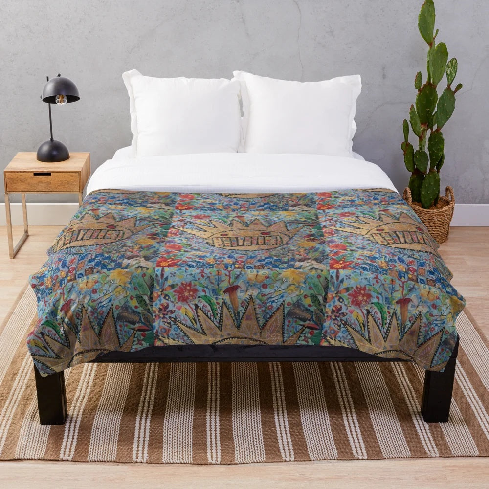 Ween Boognish and psychedelic flowers plush blanket