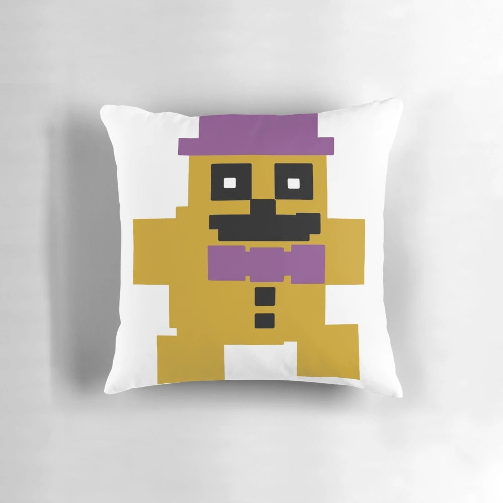 8-bit FNAF Psychic Friend Fredbear pillow featuring the iconic character from the Five Nights at Freddy's video game series