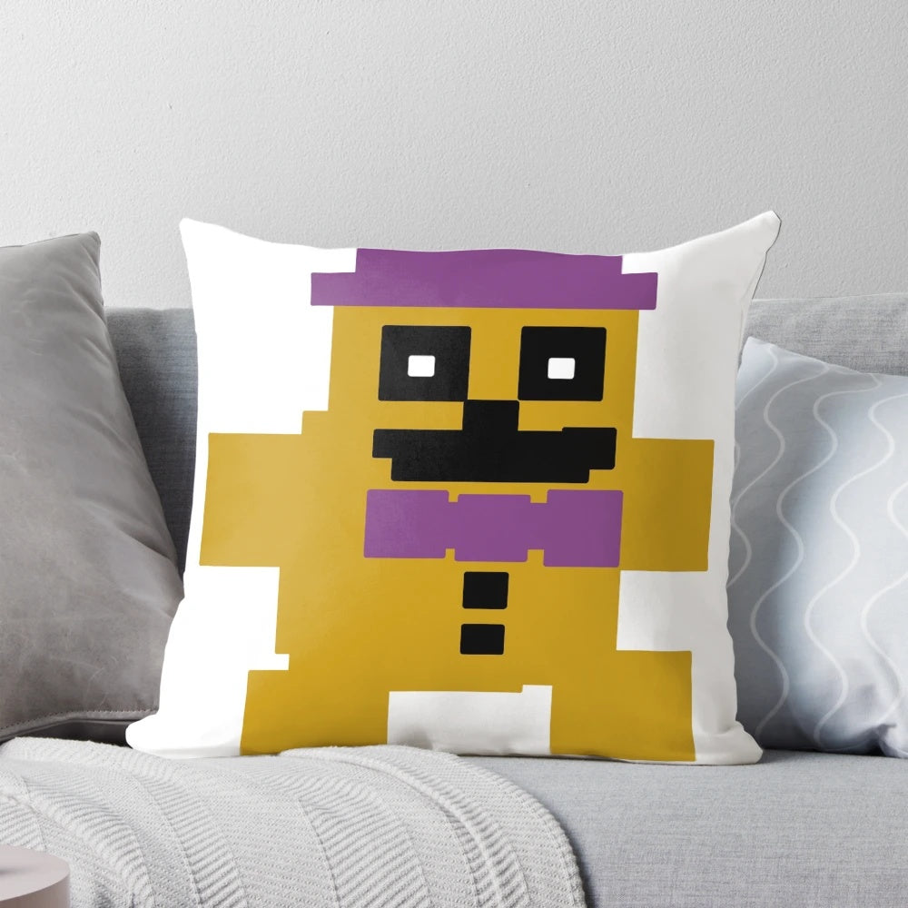 8-bit FNAF Psychic Friend Fredbear pillow featuring the iconic character from the Five Nights at Freddy's video game series