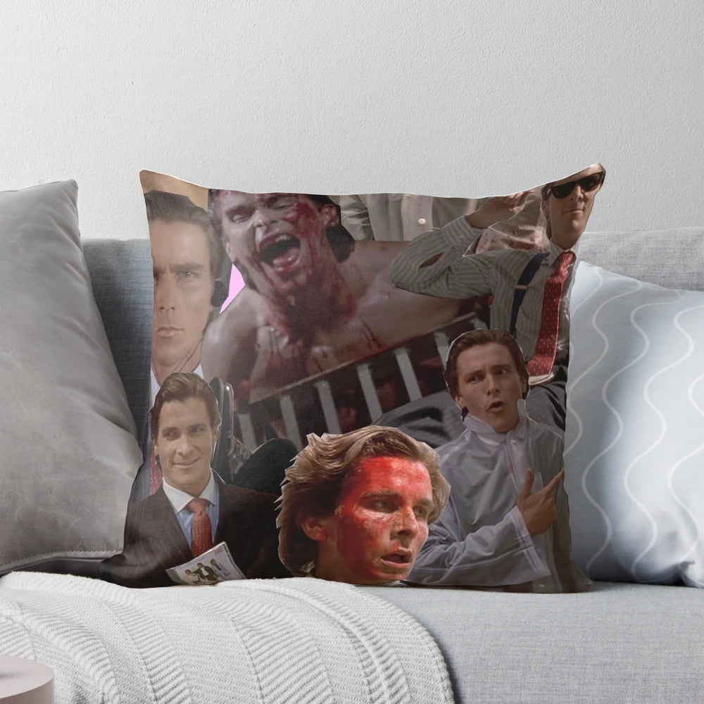 Collage design featuring the character Patrick Bateman from the movie American Psycho